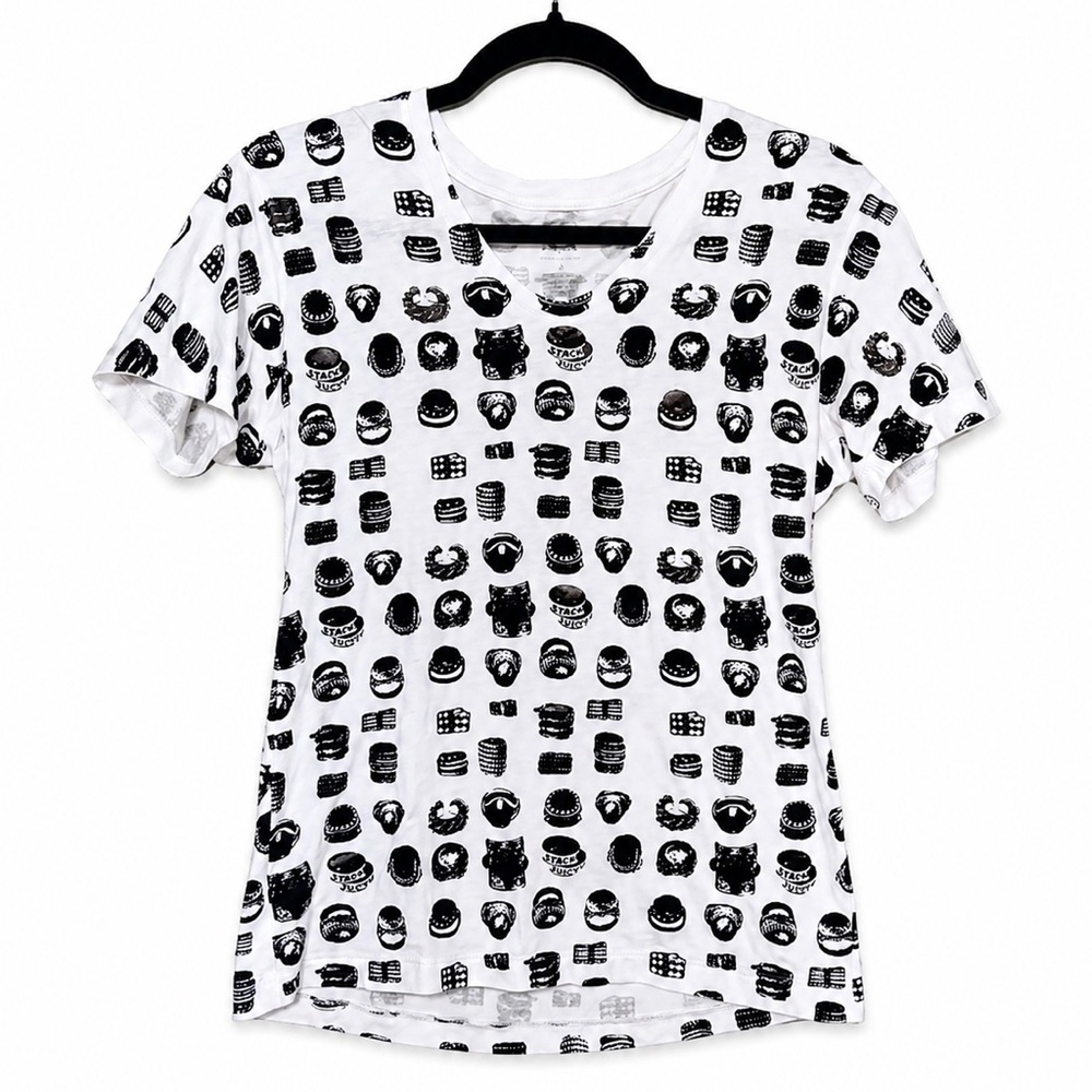 Armani Exchange Black and White Graphic Ring Tee V-Neck